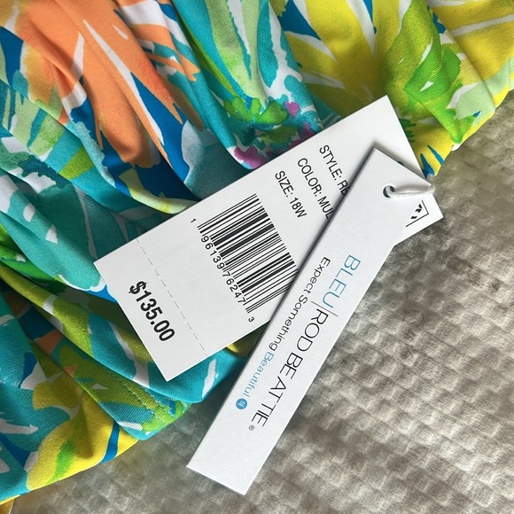 BLEU ROD BEATTIE SPRING IT ON SHIRRED BANDEAU ONE-PIECE SWIMSUIT SIZE 18W - Picture 6 of 6